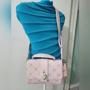 Juicy Couture Pink Blush Heart Charm Flap Crossbody Bag Adjustable Strap